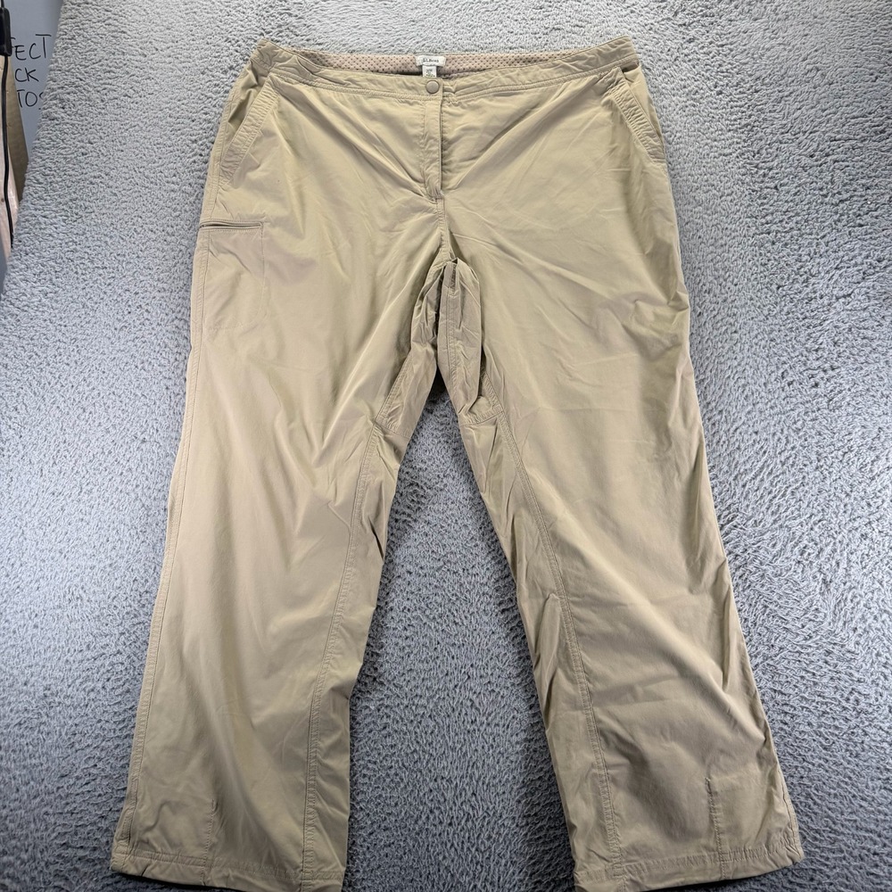 L.L.Bean‎ Pant Womens 20 Brown Khakis Straight Leg Workwear Utility Travel Baggy